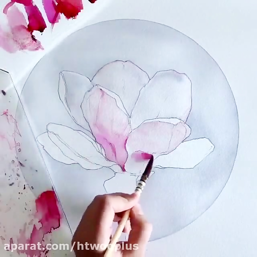 طرح نقاشی گل ساده با ابرنگ