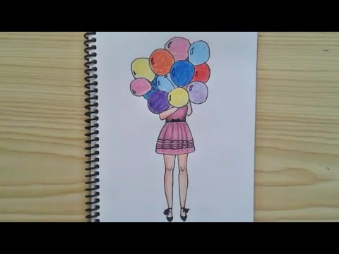 نقاشی دخترانه ساده و آسان با مداد رنگی