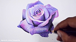 نقاشی ساده گل با مداد رنگی