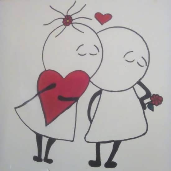 نقاشی عاشقانه ساده با مداد رنگی
