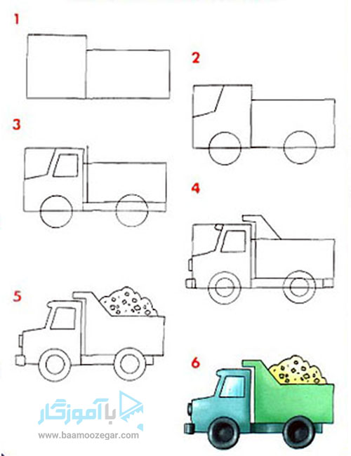 نقاشی ساده ماشین برای کودکان