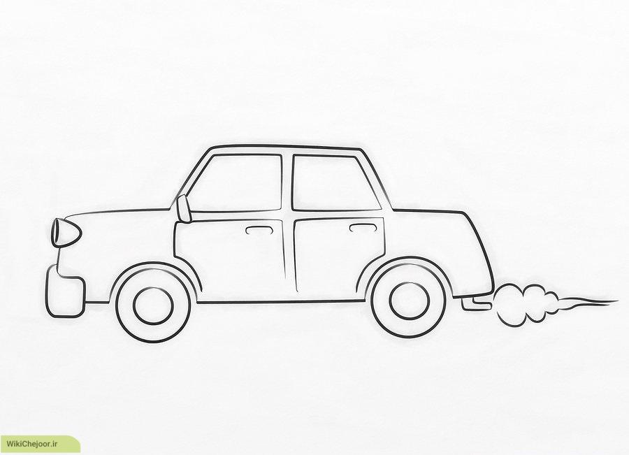نقاشی کودکانه یک ماشین ساده