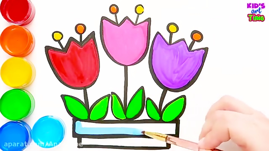 نقاشی گل لاله ساده برای کودکان