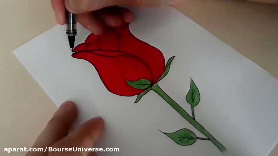 نقاشی رنگ روغن گل رز قرمز