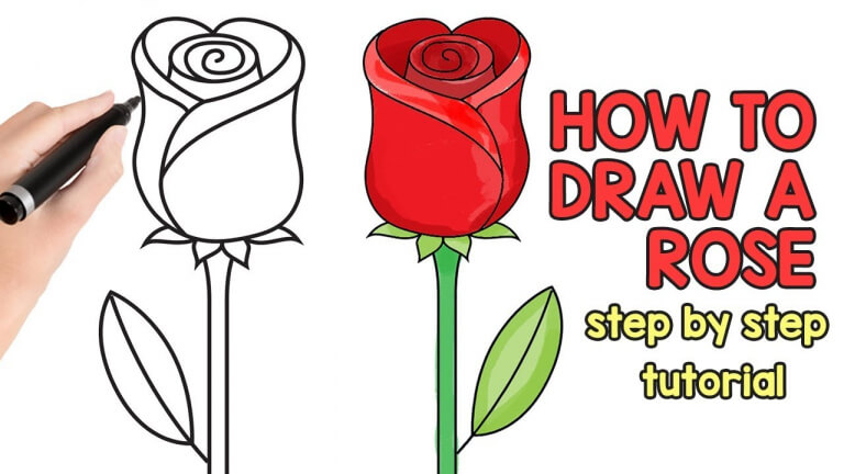 نقاشی گل رز ساده برای کودکان