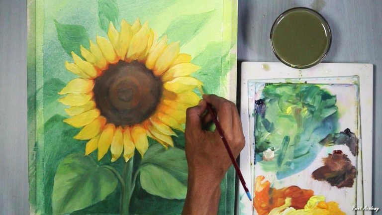 طراحی گل آفتابگردان با مداد رنگی