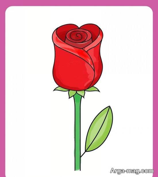 نقاشی کودکانه ی گل رز