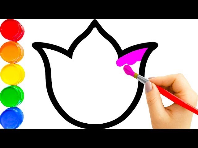 نقاشی گل لاله ساده برای کودکان