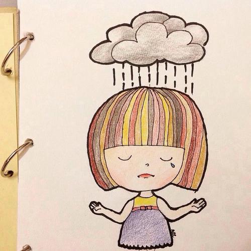عکس نقاشی دخترونه فانتزی ساده با مداد رنگی