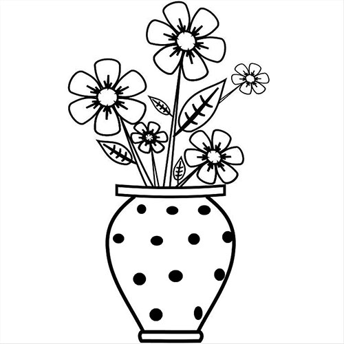 نقاشی کودکانه گلدان با گل