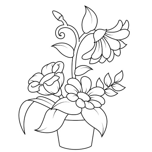 نقاشی یک گلدان گل ساده