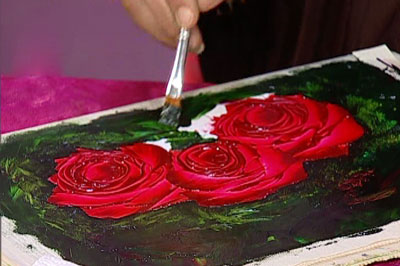 نقاشی گل رز با رنگ روغن