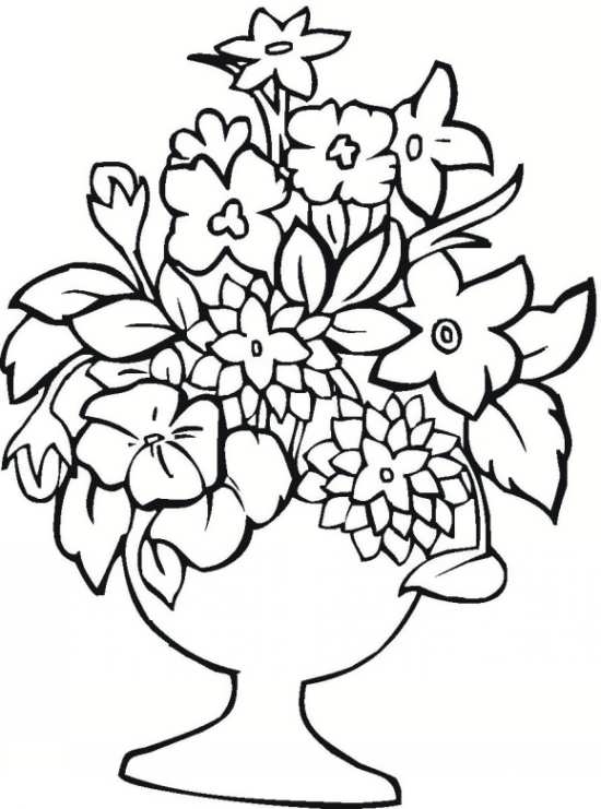 نقاشی گلدان پر از گل کودکانه