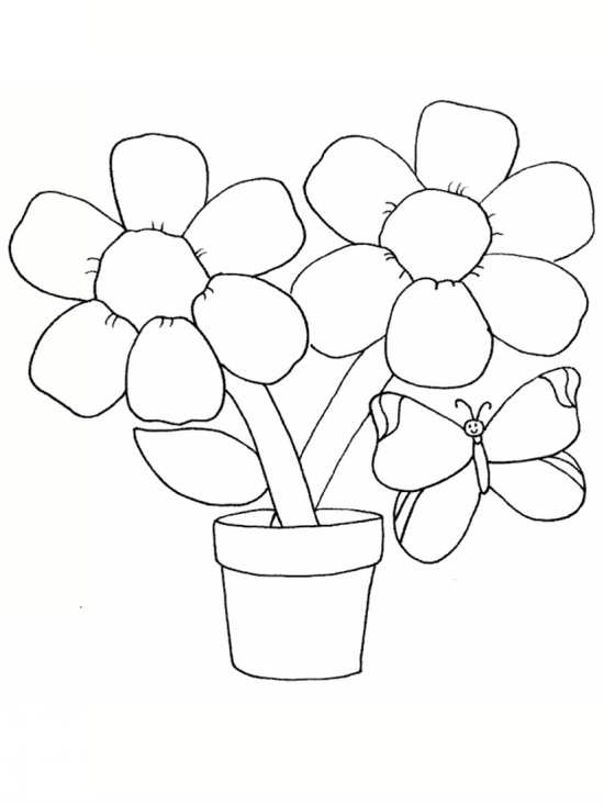 نقاشی گلدان با گل برای کودکان

