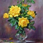 طرح نقاشی رنگ روغن گل و گلدان