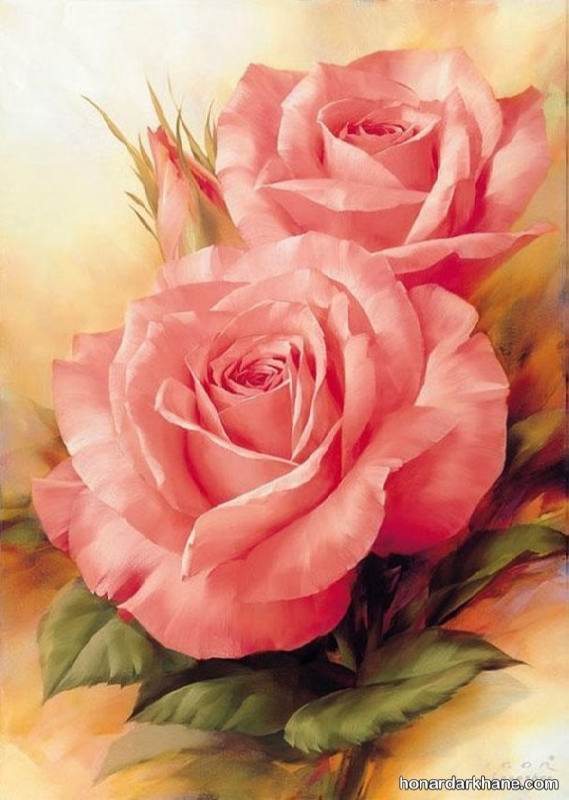 آموزش نقاشی گل رز با رنگ روغن