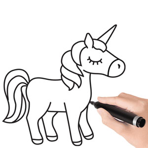 نقاشی اسب تک شاخ بدون رنگ