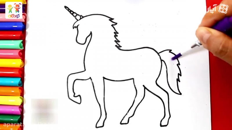نقاشی اسب تک شاخ
