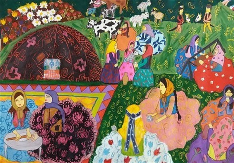 نقاشی دختر ایرانی سنتی