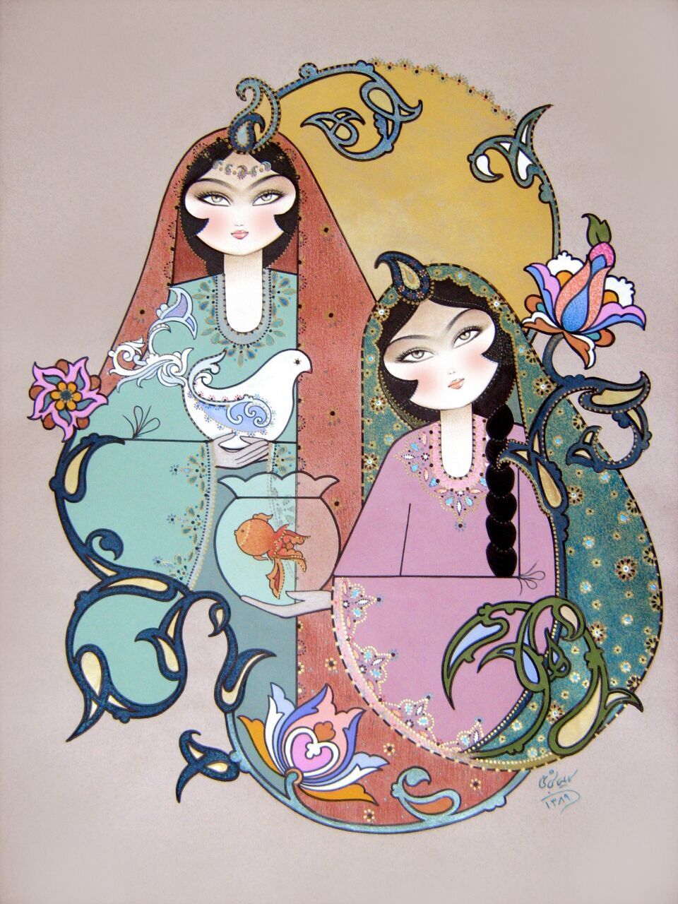 نقاشی دختر ایرانی سنتی