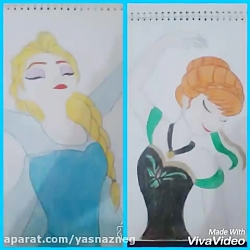 نقاشی ساده ی السا و آنا