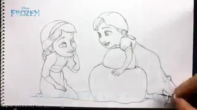 نقاشی کودکانه ی السا و انا