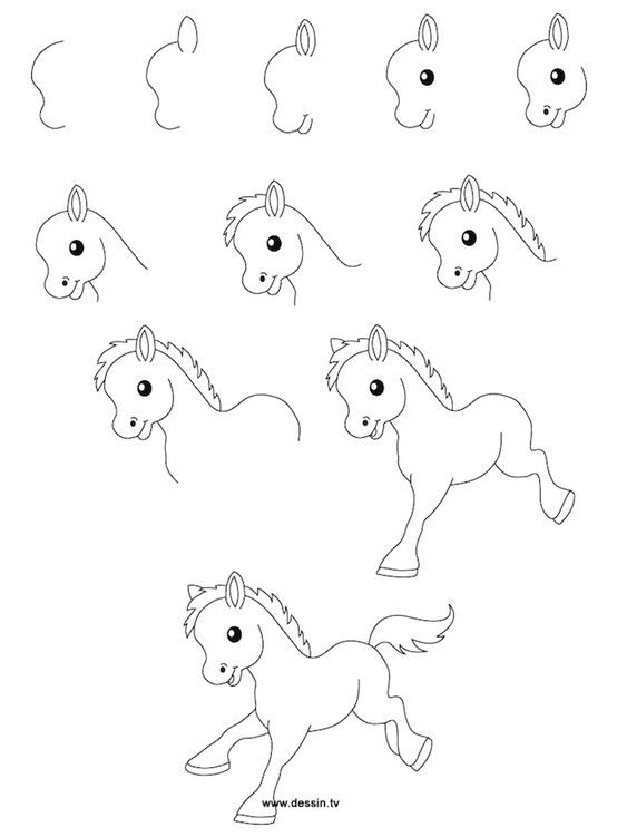 نقاشی ساده کودکانه اسب تک شاخ