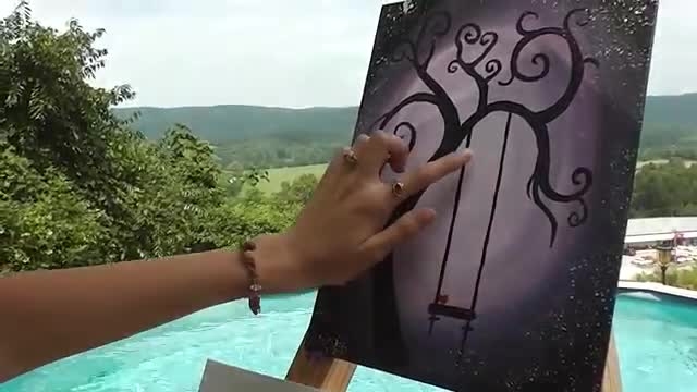 نقاشی مدرن روی بوم با رنگ اکریلیک