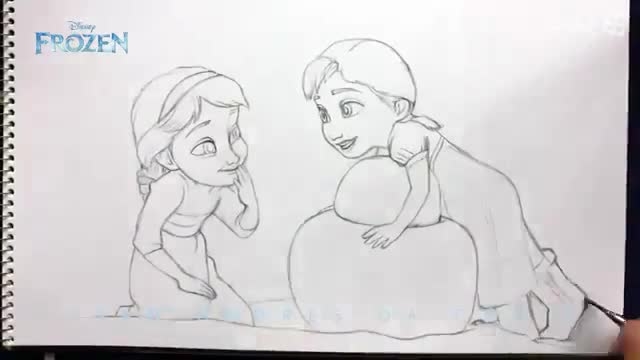 نقاشی کودکانه دختر السا و آنا