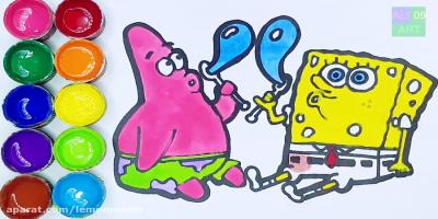 نقاشی باب اسفنجی و پاتریک با مداد رنگی