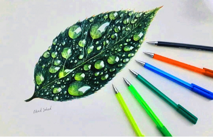 نقاشی گل با خودکار رنگی