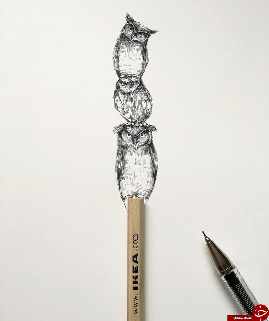 نقاشی شلوغ با خودکار مشکی