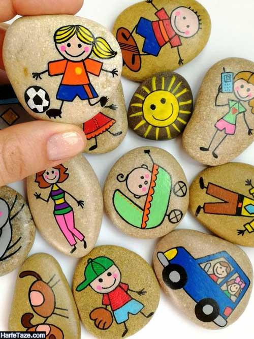نقاشی روی سنگ با گواش برای کودکان