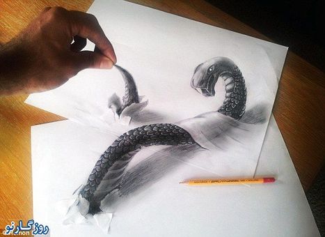 نقاشی های سه بعدی با مداد سیاه