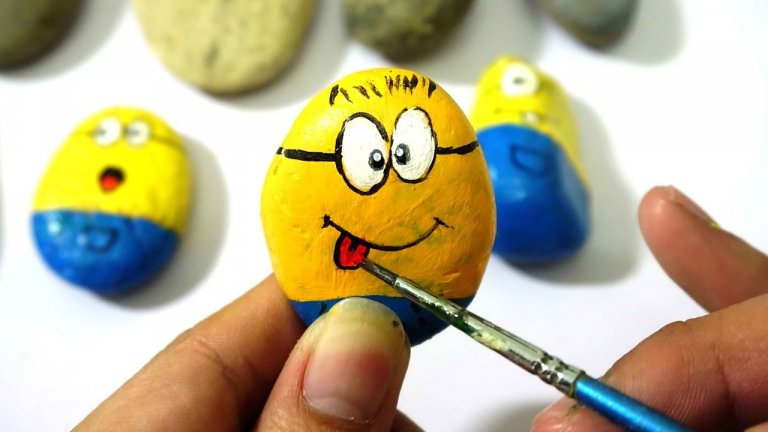 نقاشی روی سنگ با گواش کودکانه
