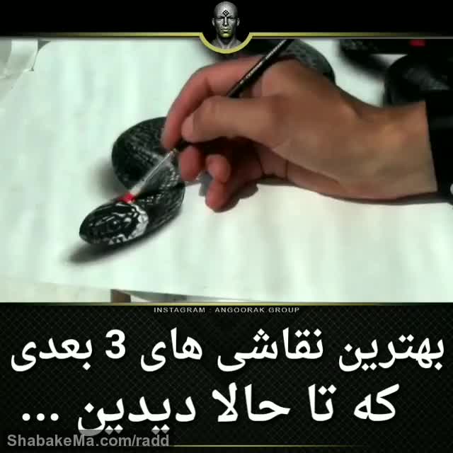 آموزش نقاشی سه بعدی با مداد سیاه مار