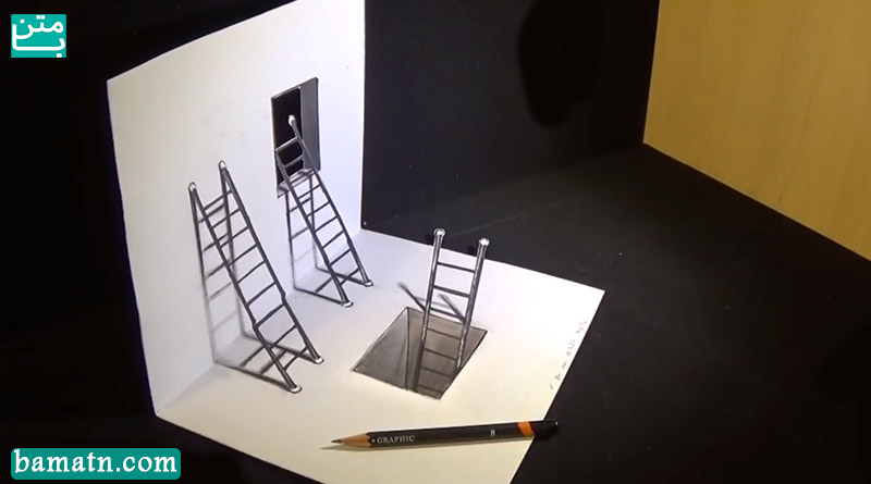 نقاشی سه بعدی با مداد سیاه ساده