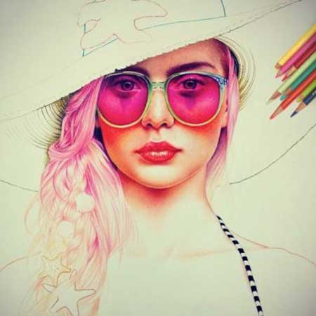 عکس نقاشی دخترونه فانتزی با مداد رنگی