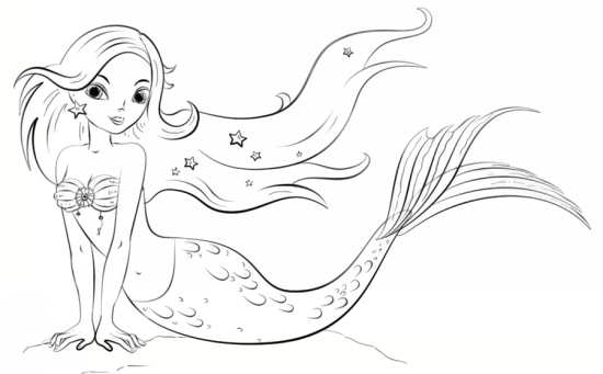 نقاشی ساده از پری دریایی