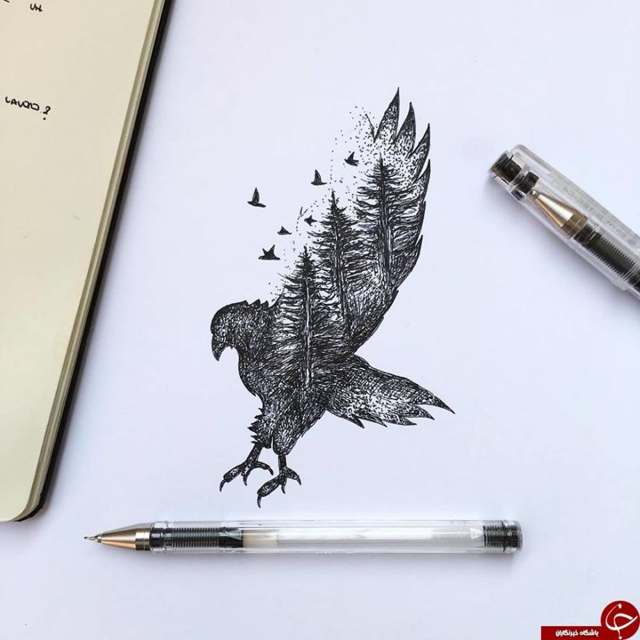نقاشی پرندگان خیالی