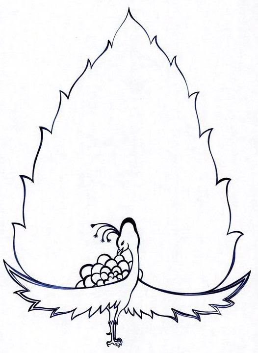 نقاشی پرنده خیالی با اشکال هندسی