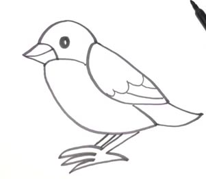 نقاشی کودکانه پرنده روی درخت