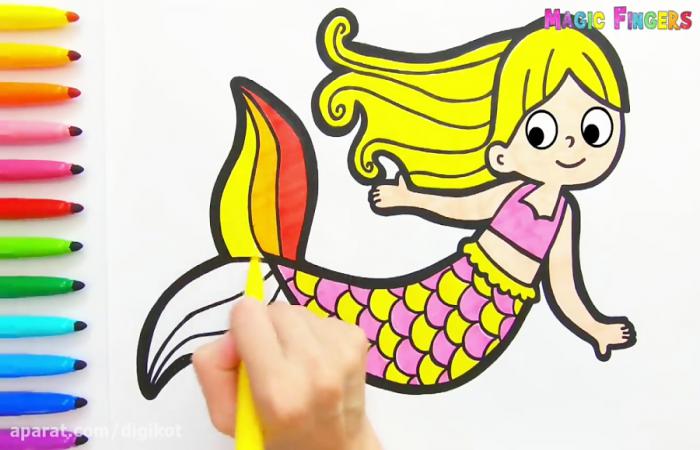 نقاشی کودکانه از پری دریایی