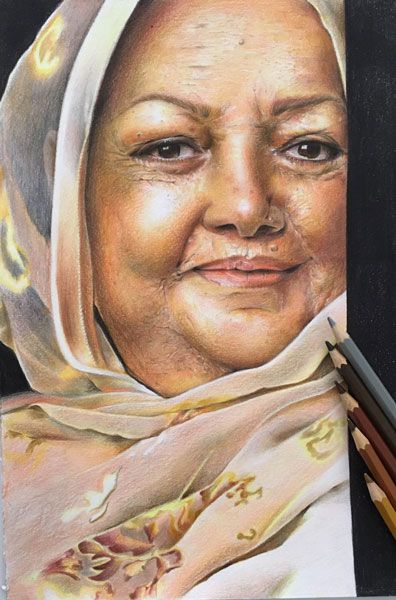 نقاشی چهره با مداد رنگی اسان
