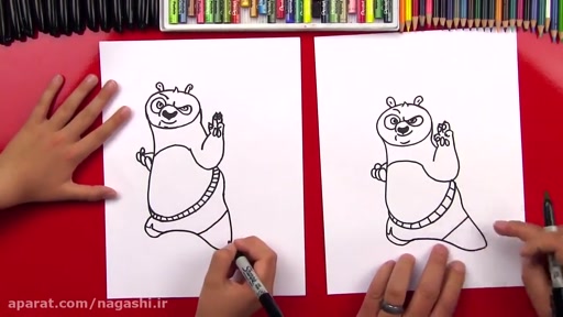 آموزش کشیدن نقاشی پاندای کونگ فو کار