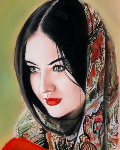 نقاشی چهره دختر با رنگ روغن