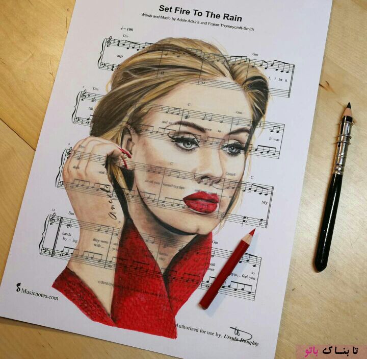 نقاشی چهره با مداد رنگی اینستاگرام
