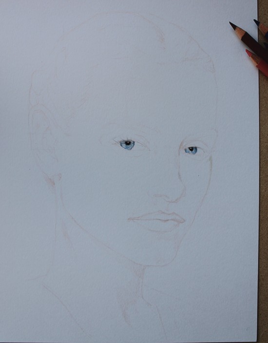 آموزش گام به گام نقاشی چهره با مداد رنگی