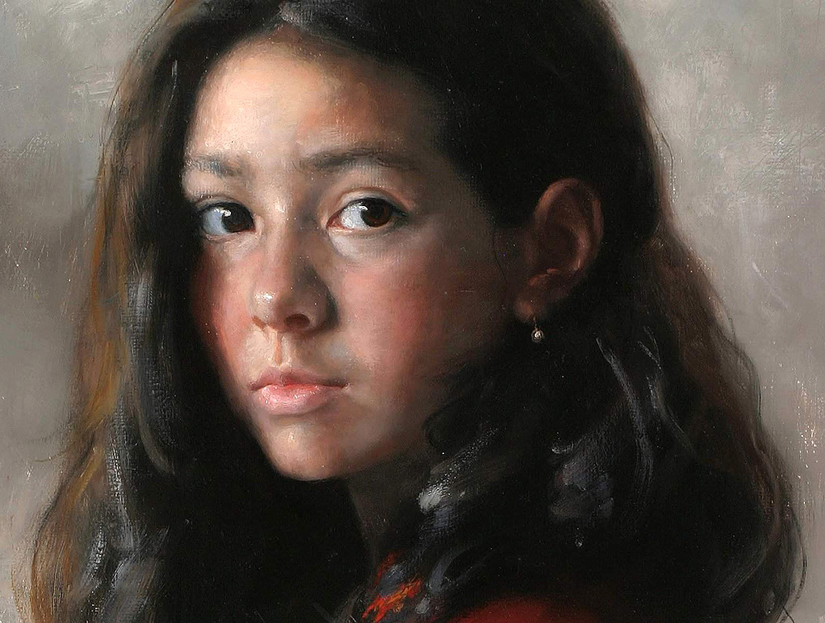 نقاشی چهره دختر با رنگ روغن