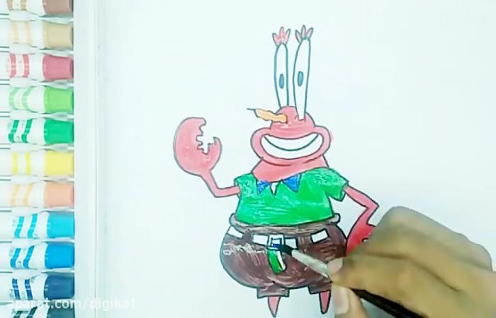 آموزش نقاشی آقای خرچنگ در باب اسفنجی